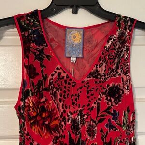 Johnny Was Scarlet Velvet Floral Dress